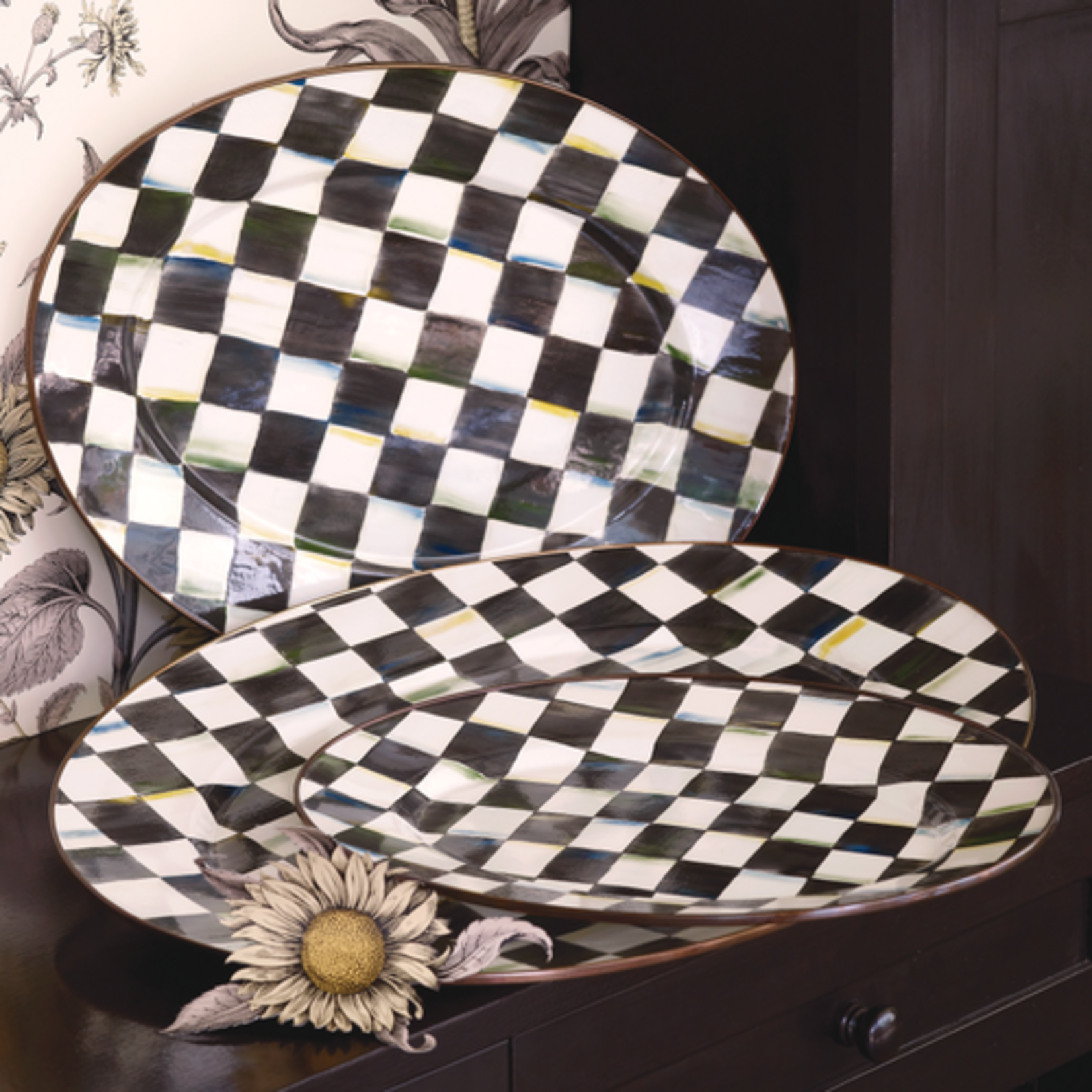 MacKenzie-Childs courtly check small oval platter