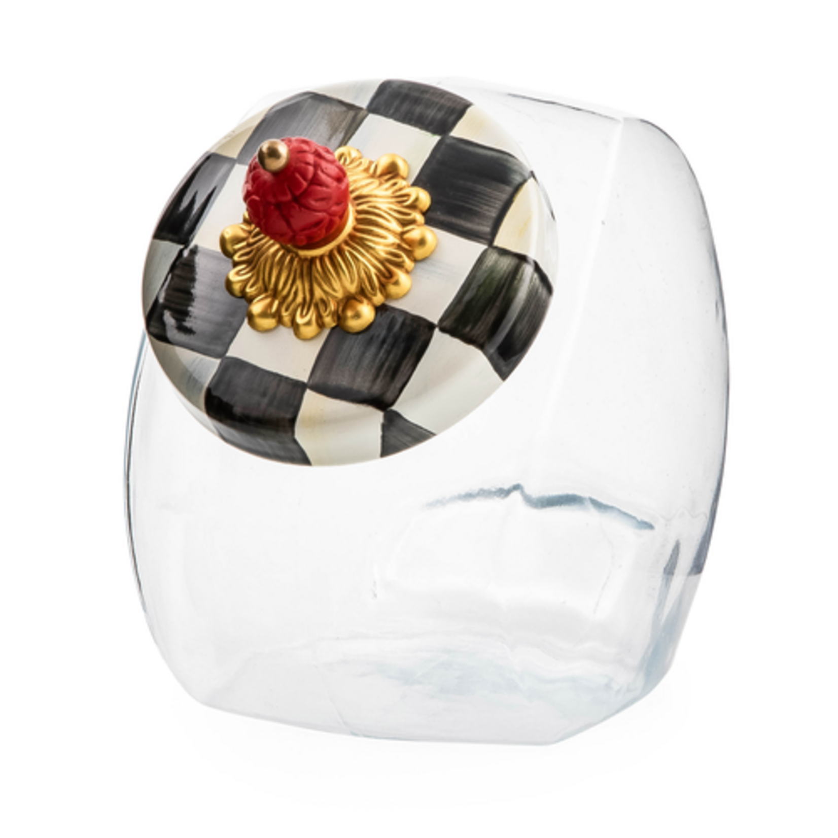 MacKenzie-Childs sweets jar with courtly check enamel lid