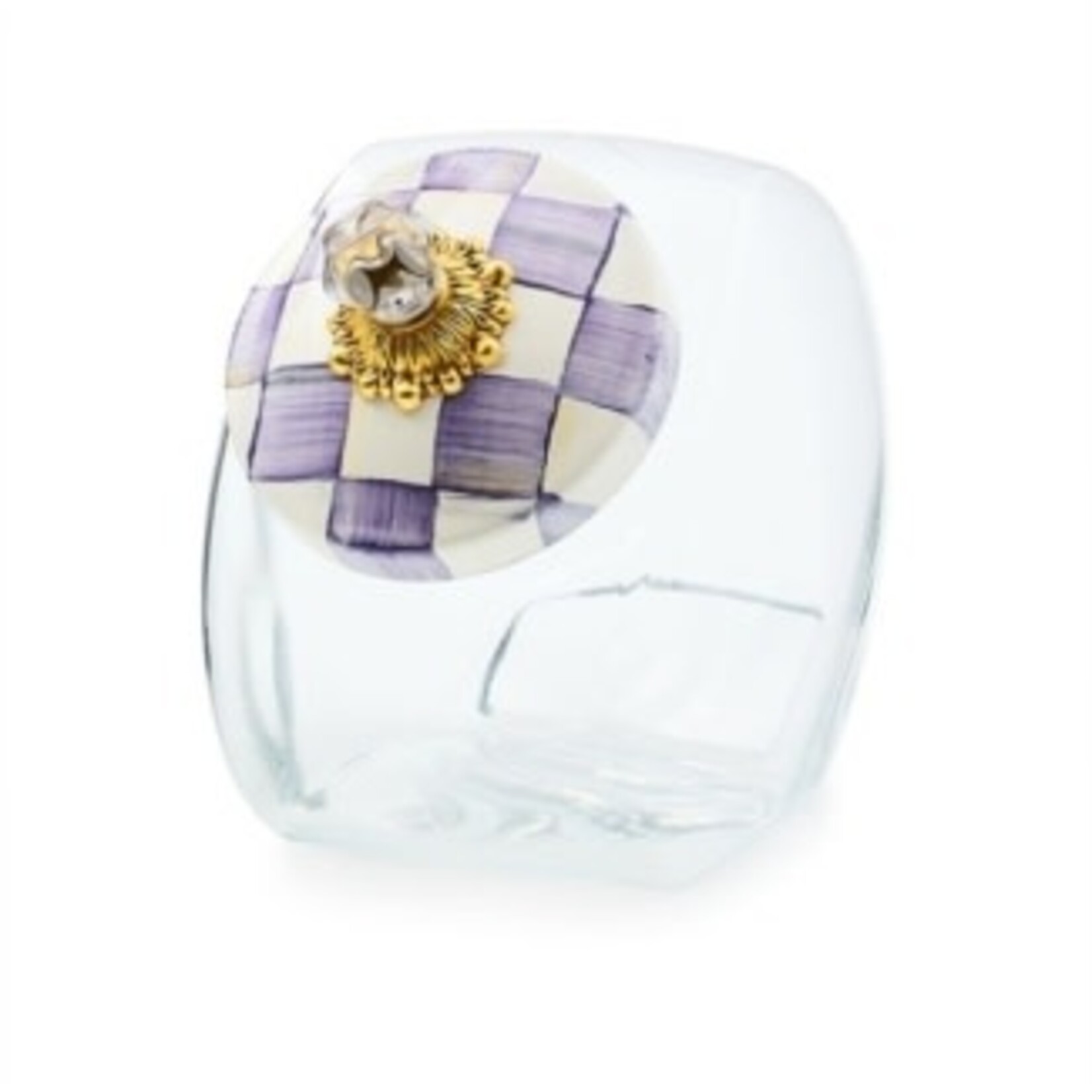 MacKenzie-Childs sweets jar with violet check lid