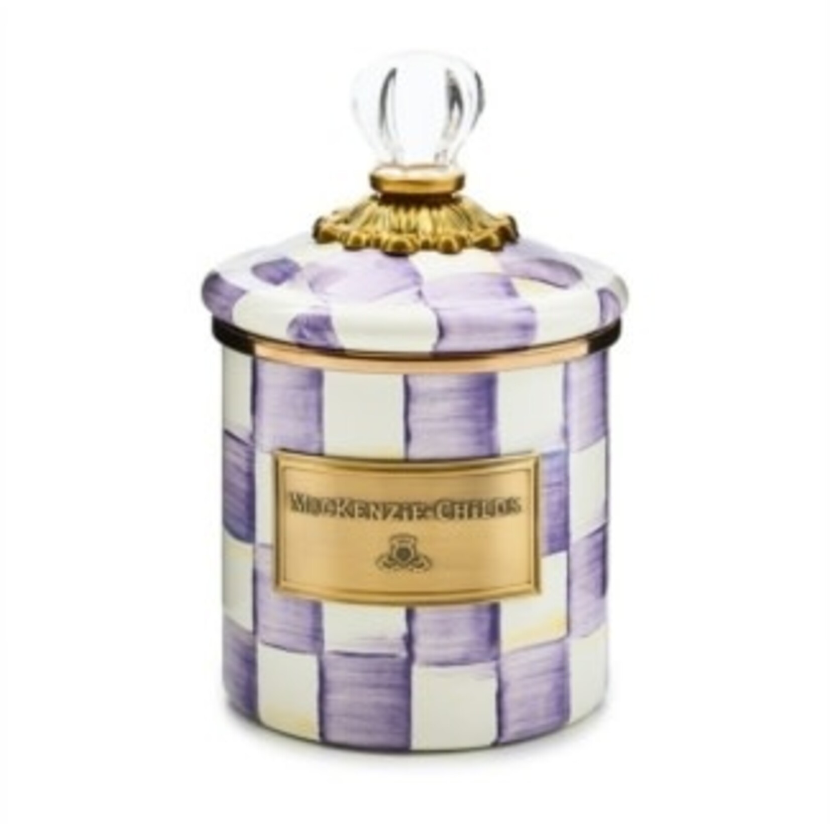 MacKenzie-Childs violet check demi canister