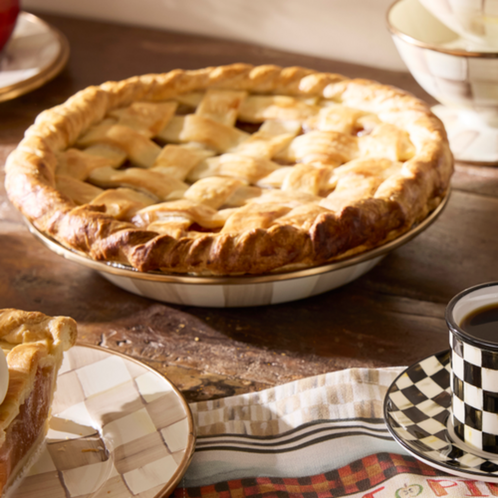 MacKenzie-Childs mocha check pie plate