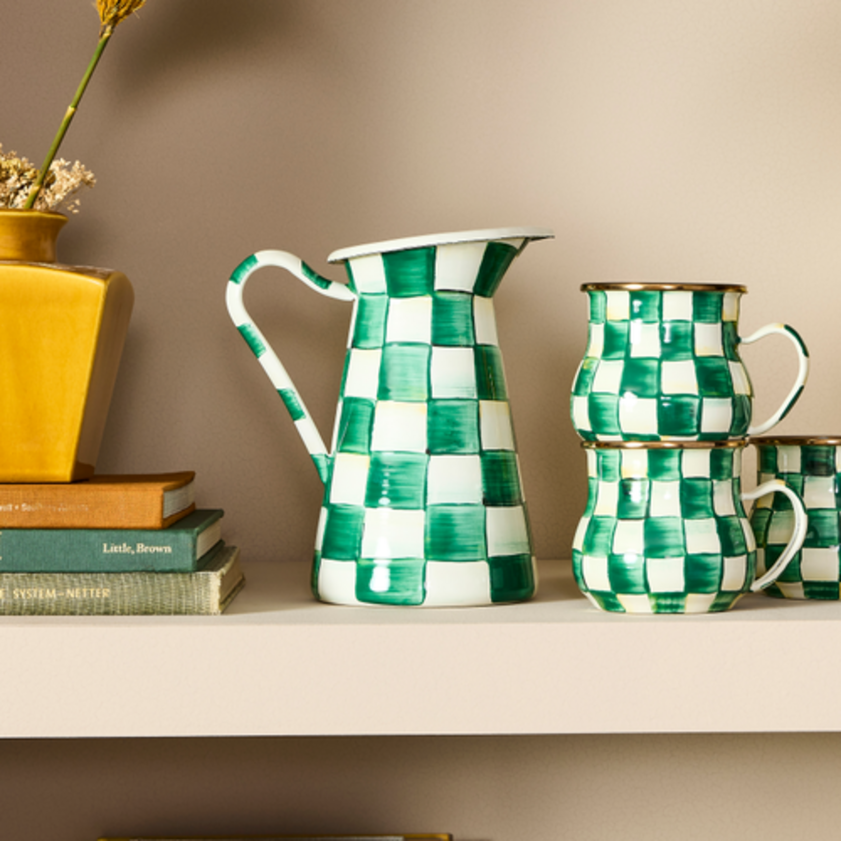 MacKenzie-Childs emerald check medium practical pitcher