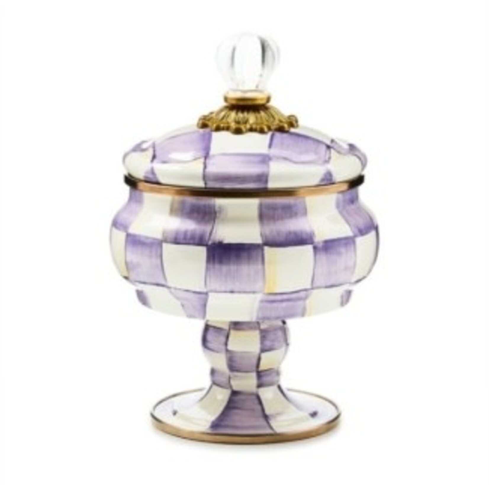 MacKenzie-Childs violet check curiosity pot