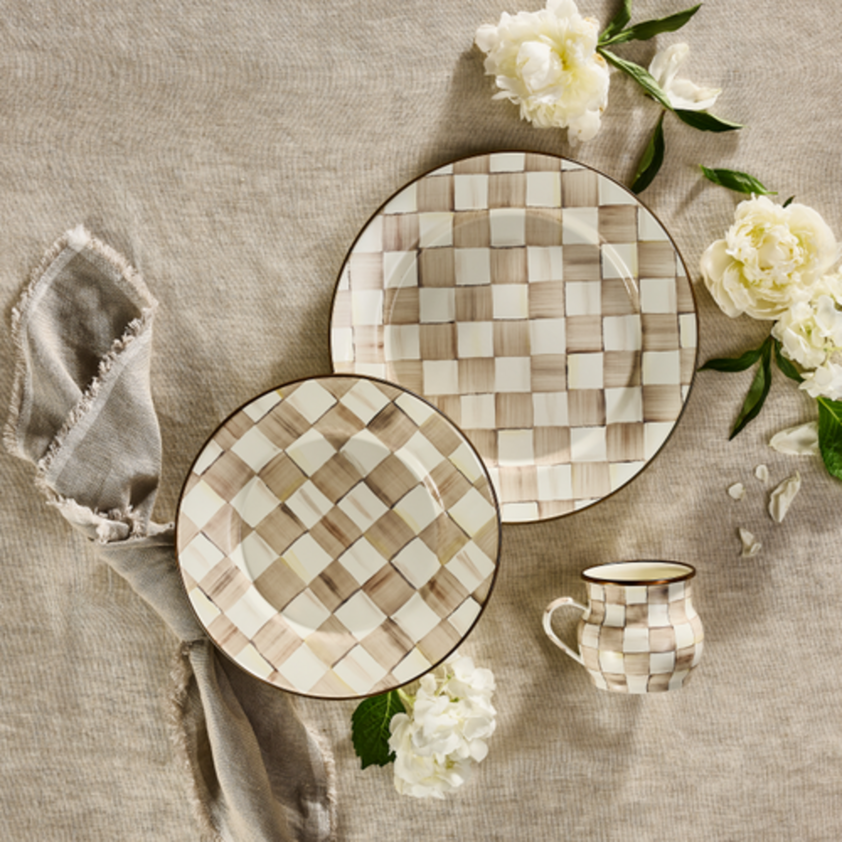MacKenzie-Childs mocha check dinner plate