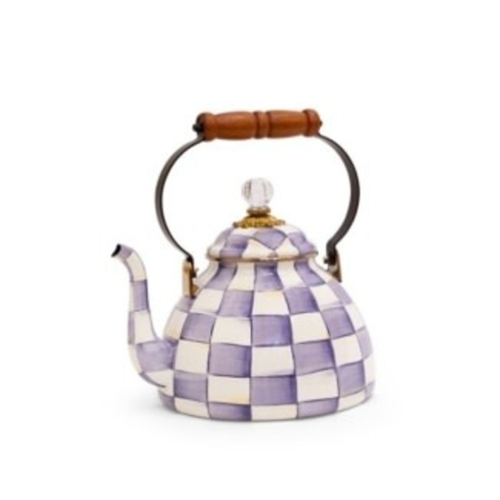 MacKenzie-Childs violet check 3 quart tea kettle