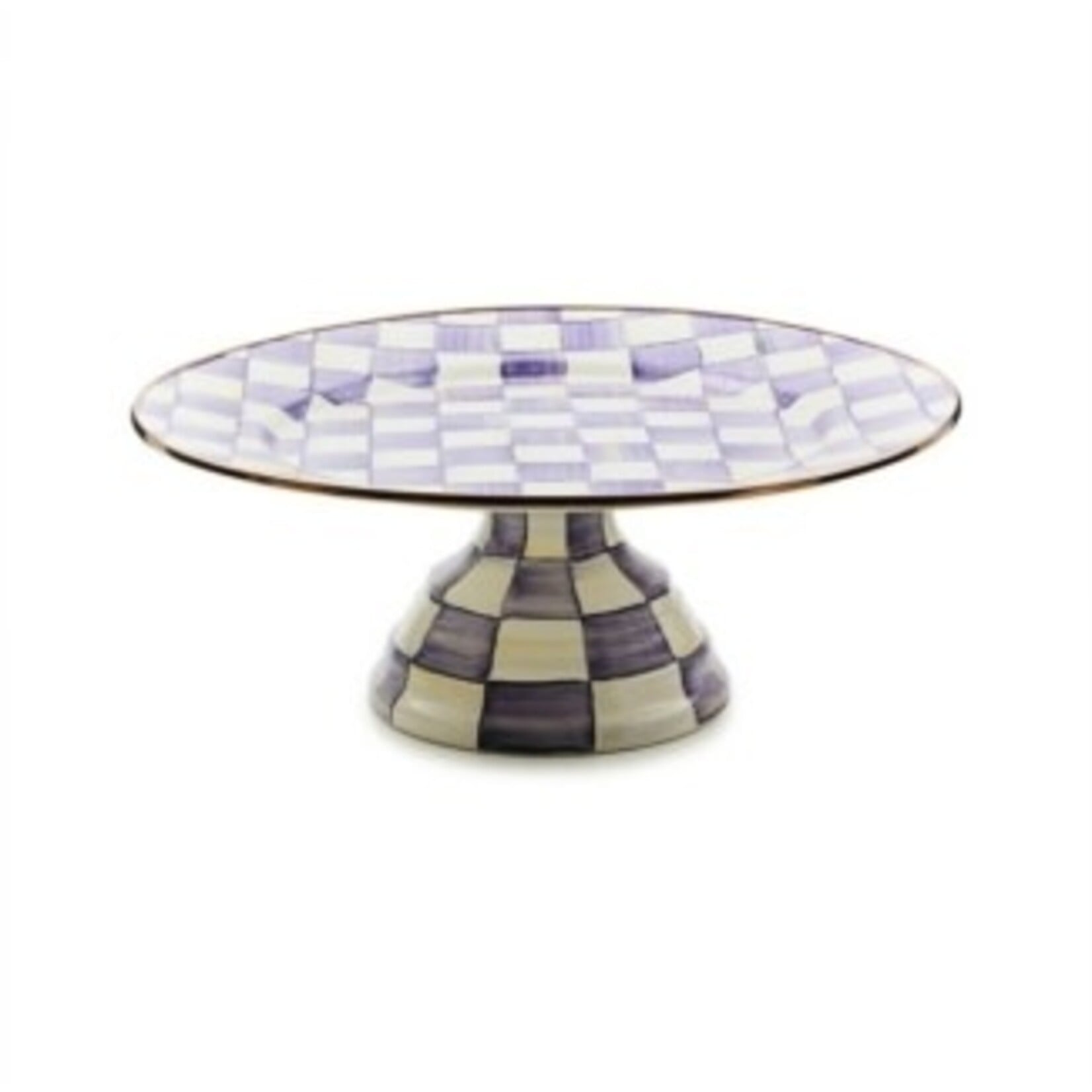 MacKenzie-Childs violet check large pedestal platter