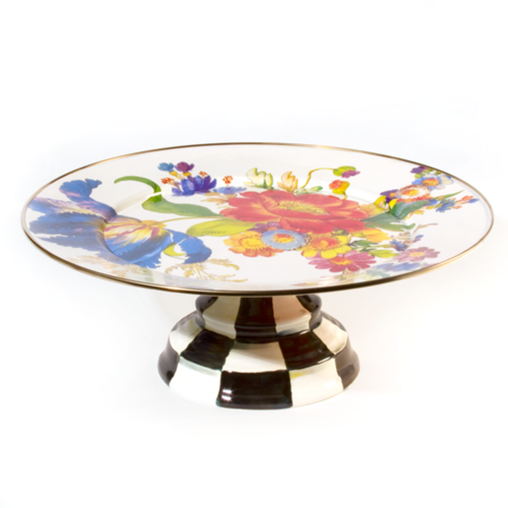MacKenzie-Childs white flower market large pedestal platter