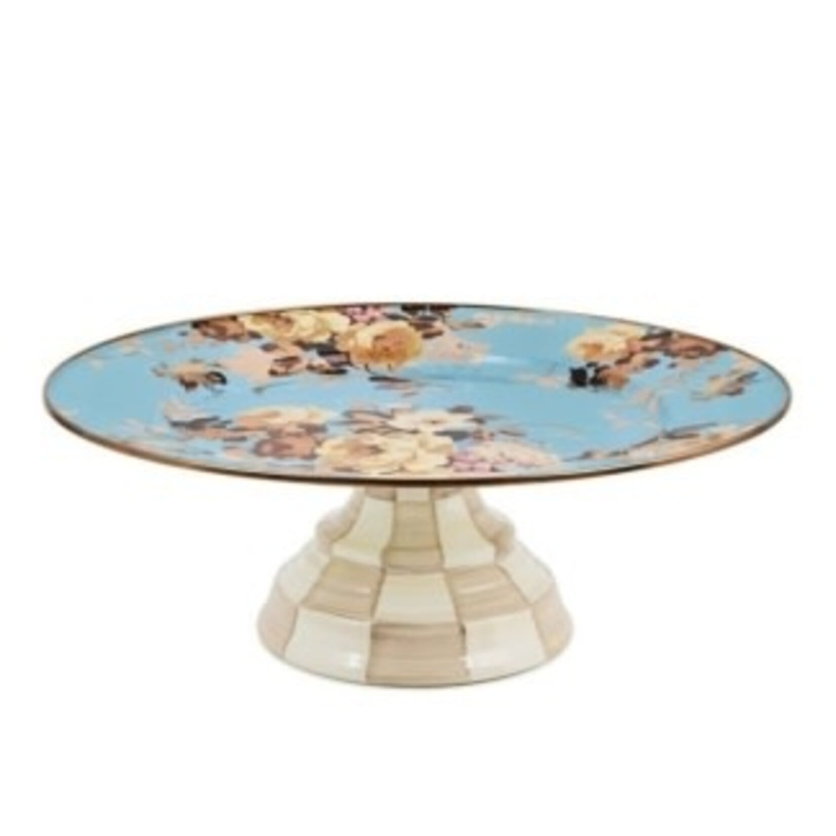 MacKenzie-Childs wild rose slate large pedestal platter