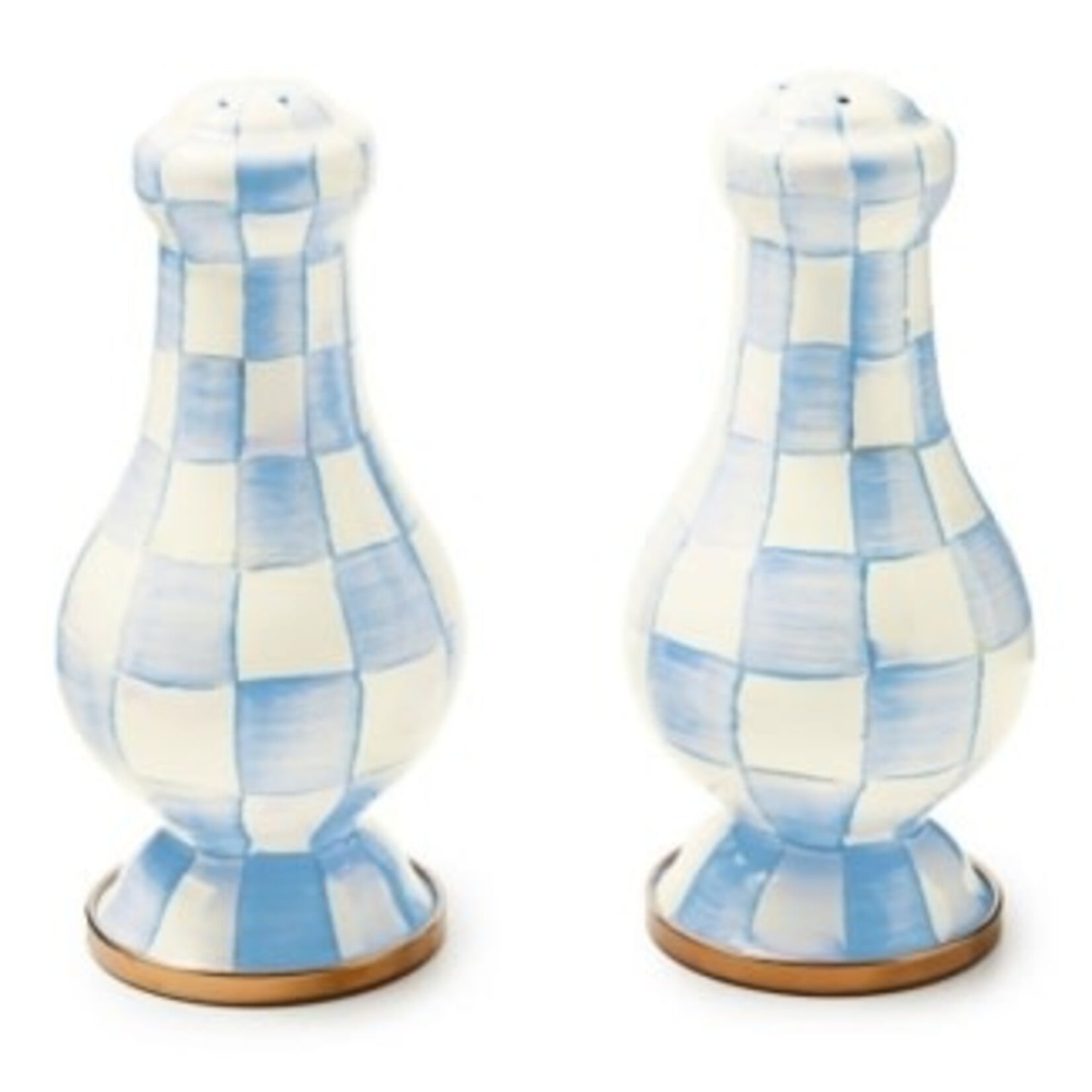 MacKenzie-Childs sky check large salt & pepper shakers