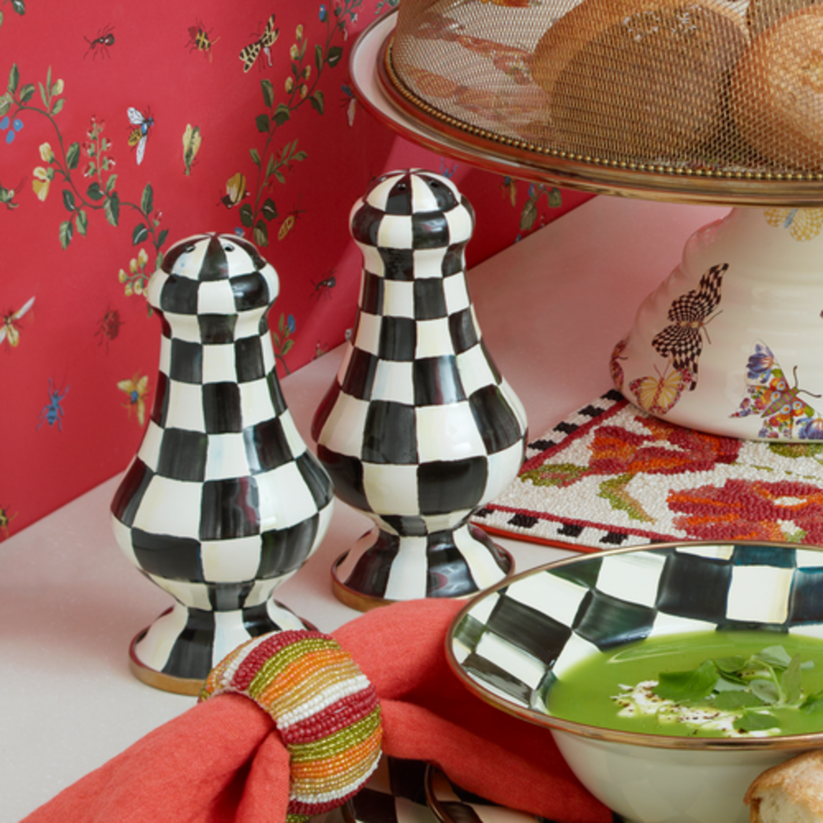 MacKenzie-Childs courtly check large salt & pepper shakers