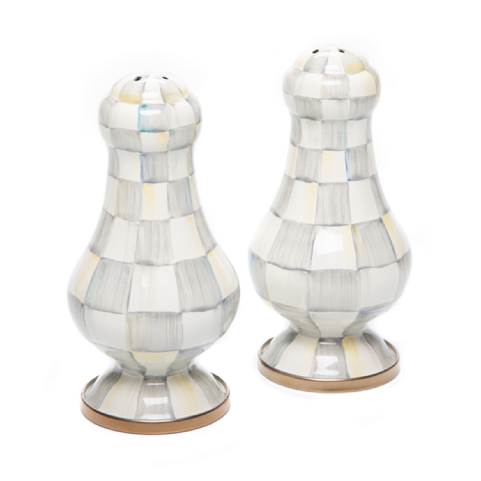 MacKenzie-Childs sterling check large salt & pepper shakers