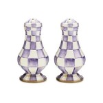 MacKenzie-Childs violet check large salt & pepper shakers