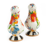 MacKenzie-Childs white flower market large salt & pepper shakers