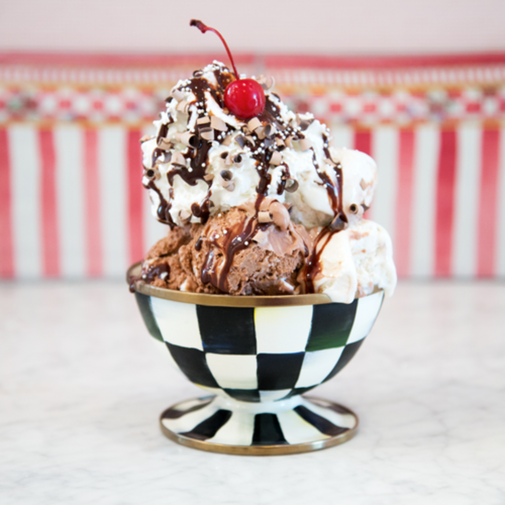 MacKenzie-Childs courtly check ice cream dish