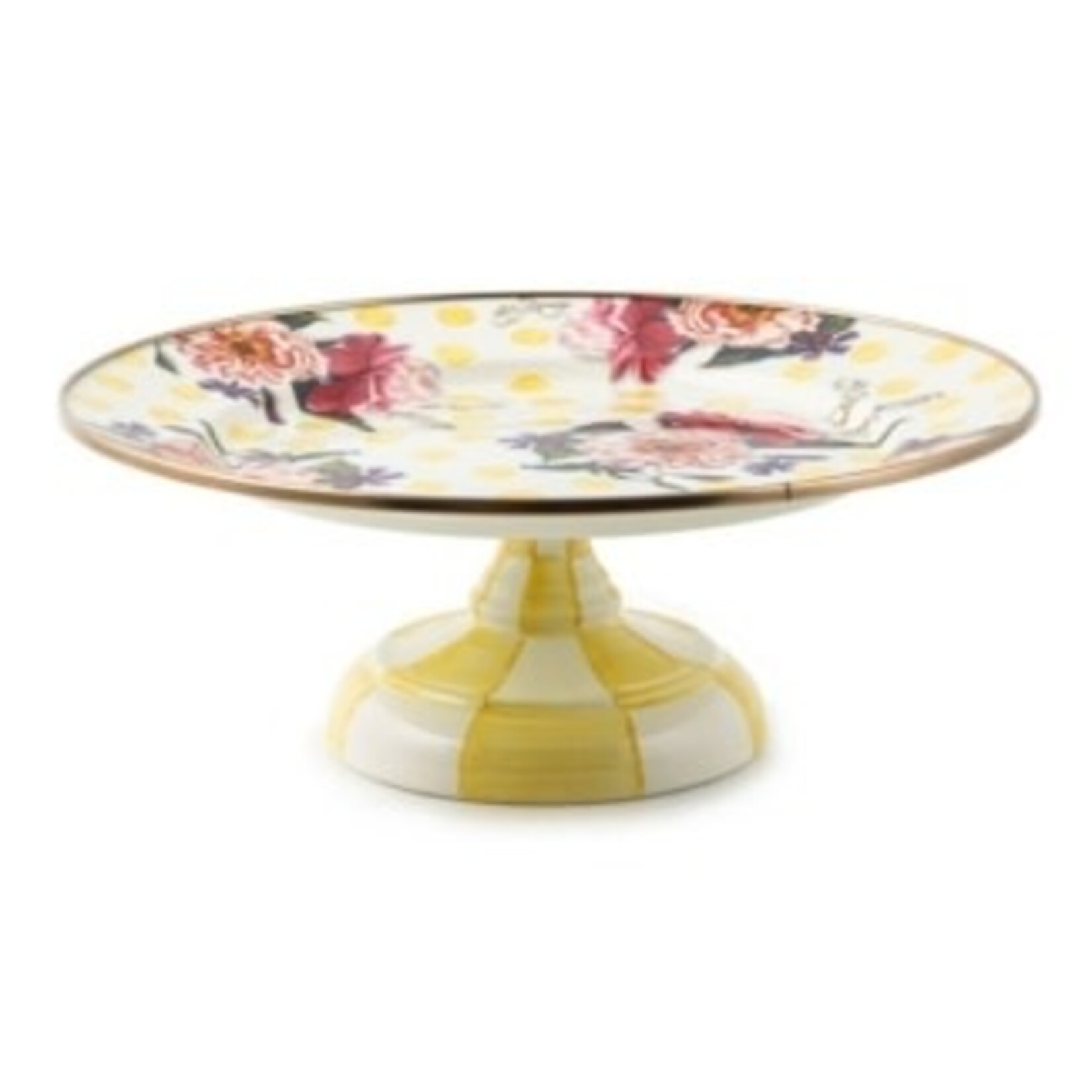 MacKenzie-Childs wildflowers enamel small pedestal platter - yellow