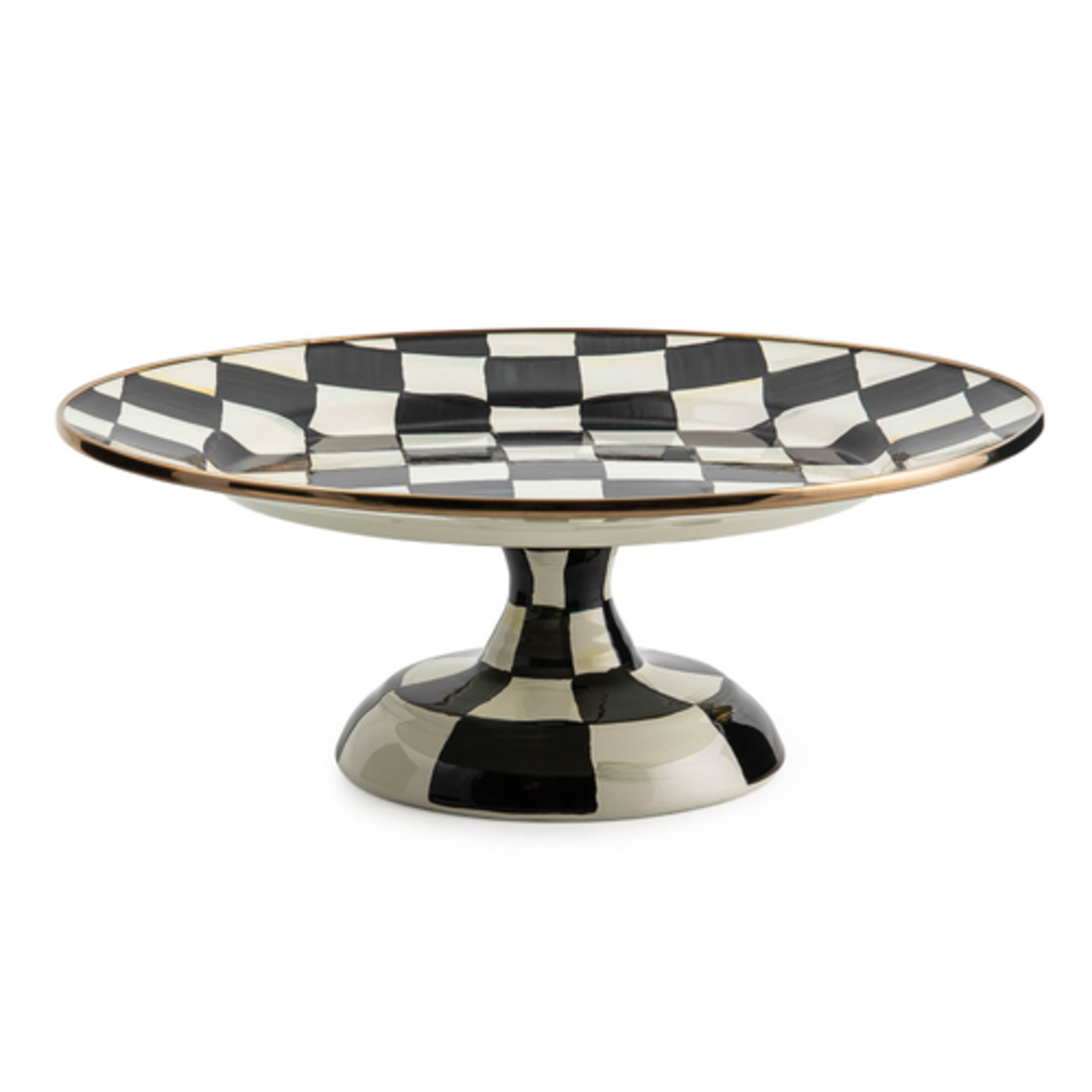 MacKenzie-Childs courtly check small pedestal platter