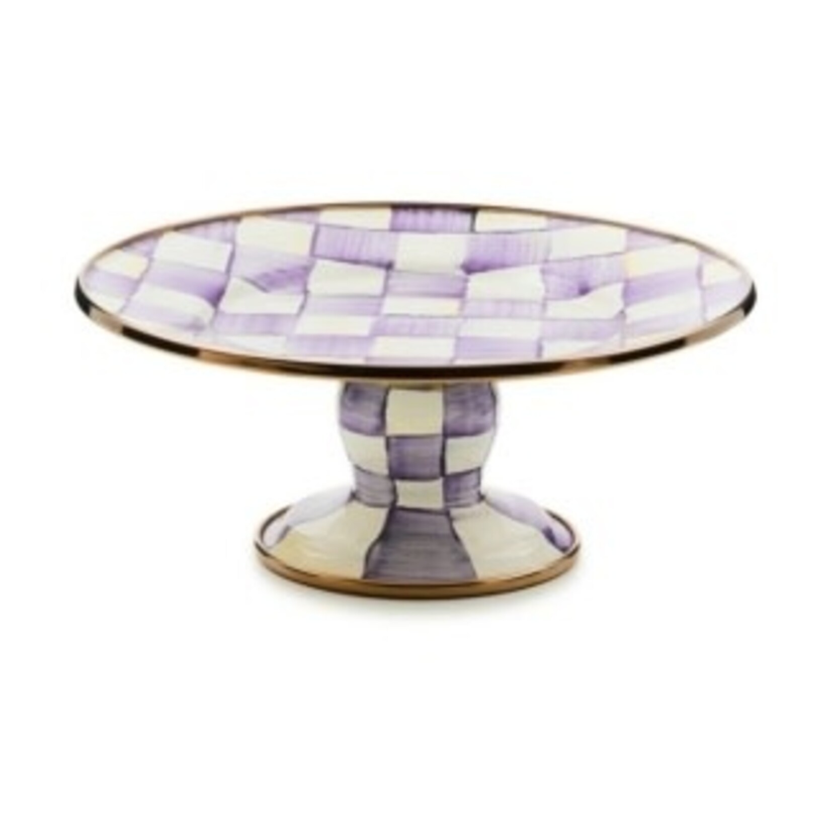 MacKenzie-Childs violet check mini pedestal platter