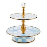 MacKenzie-Childs sky check two tier sweet stand