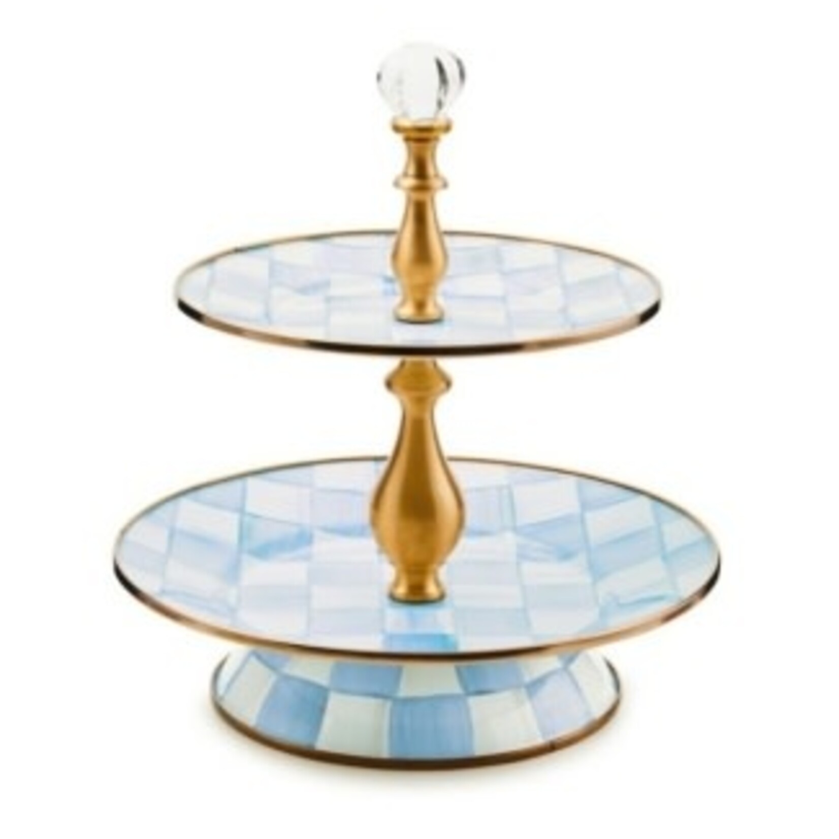 MacKenzie-Childs sky check two tier sweet stand