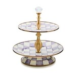 MacKenzie-Childs violet check two tier sweet stand