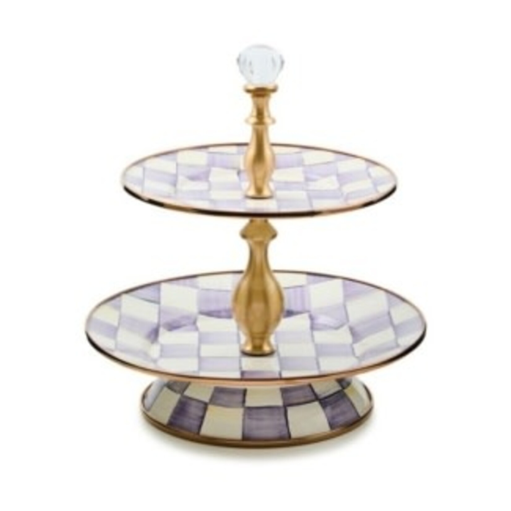 MacKenzie-Childs violet check two tier sweet stand