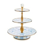 MacKenzie-Childs sky check three tier sweet stand