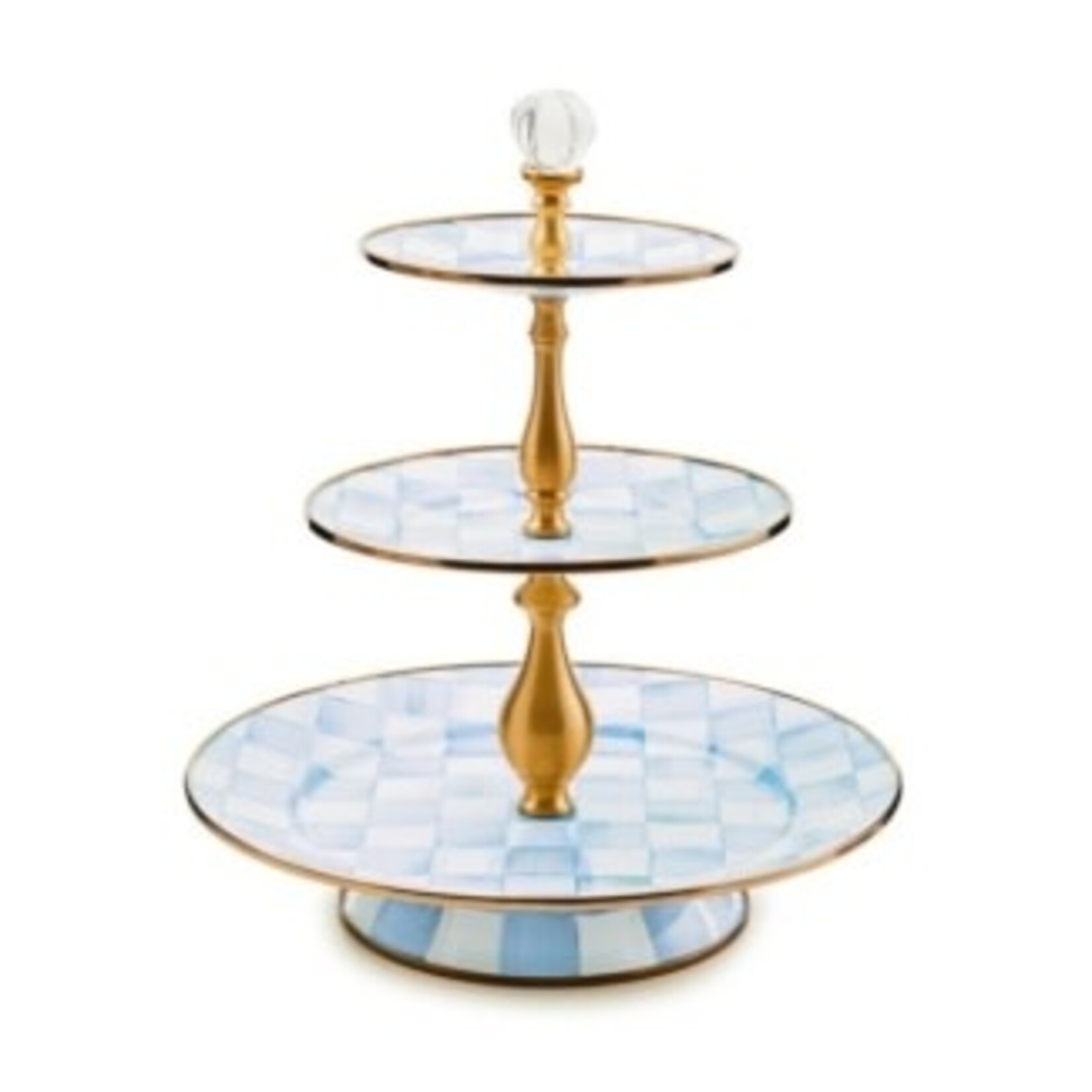 MacKenzie-Childs sky check three tier sweet stand