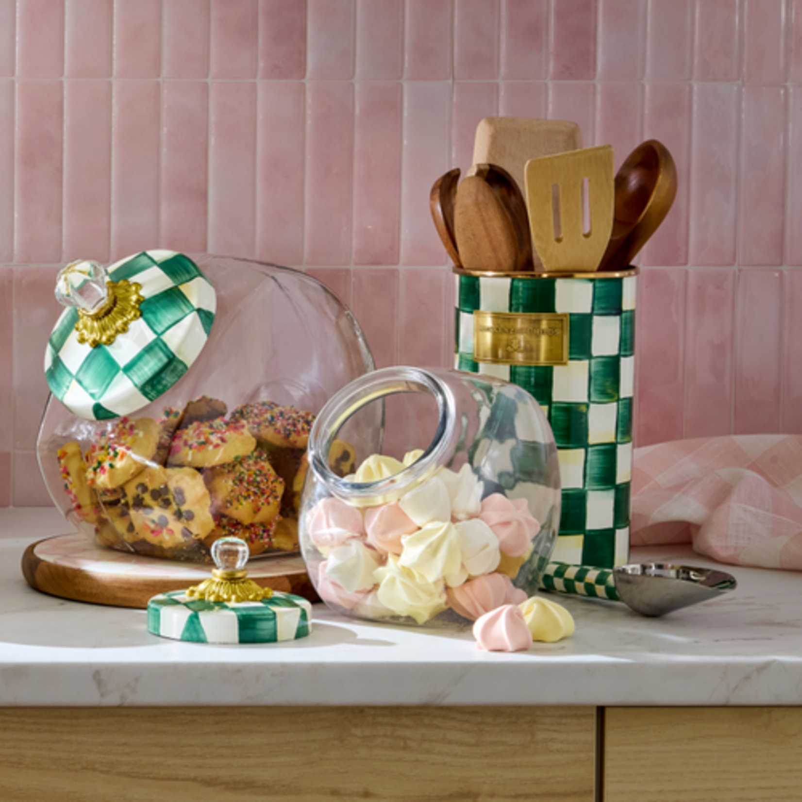 MacKenzie-Childs emerald check utensil holder