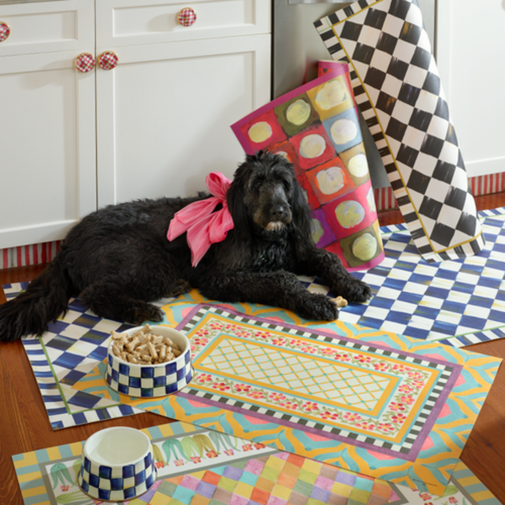 MacKenzie-Childs royal check medium pet dish