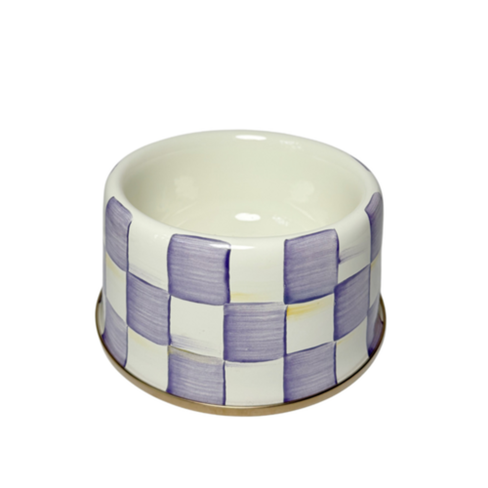 MacKenzie-Childs violet check medium pet dish