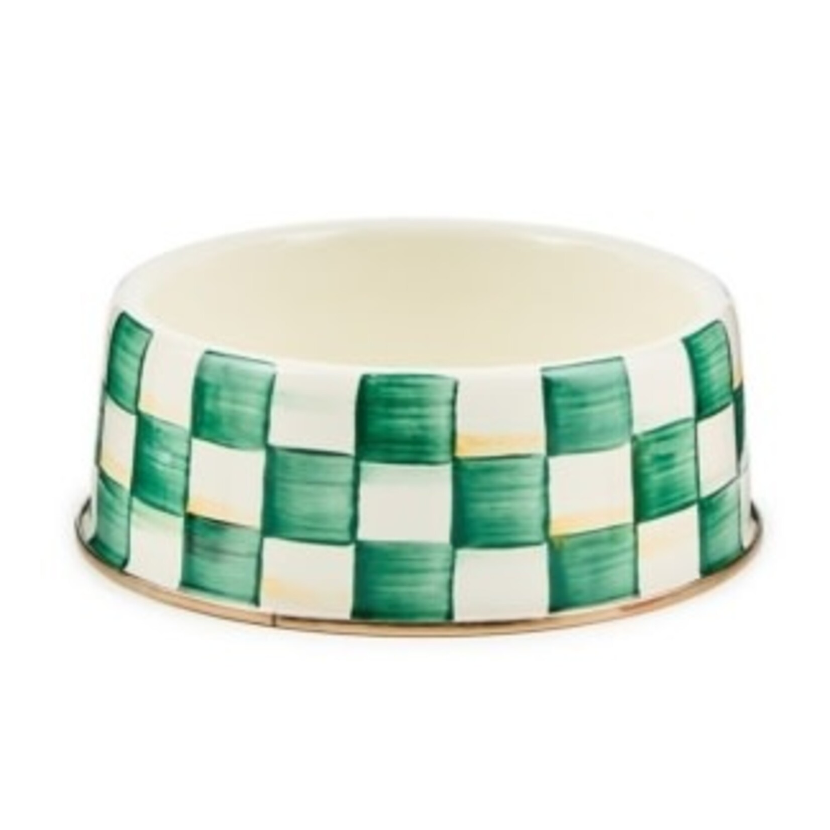 MacKenzie-Childs emerald check large pet dish