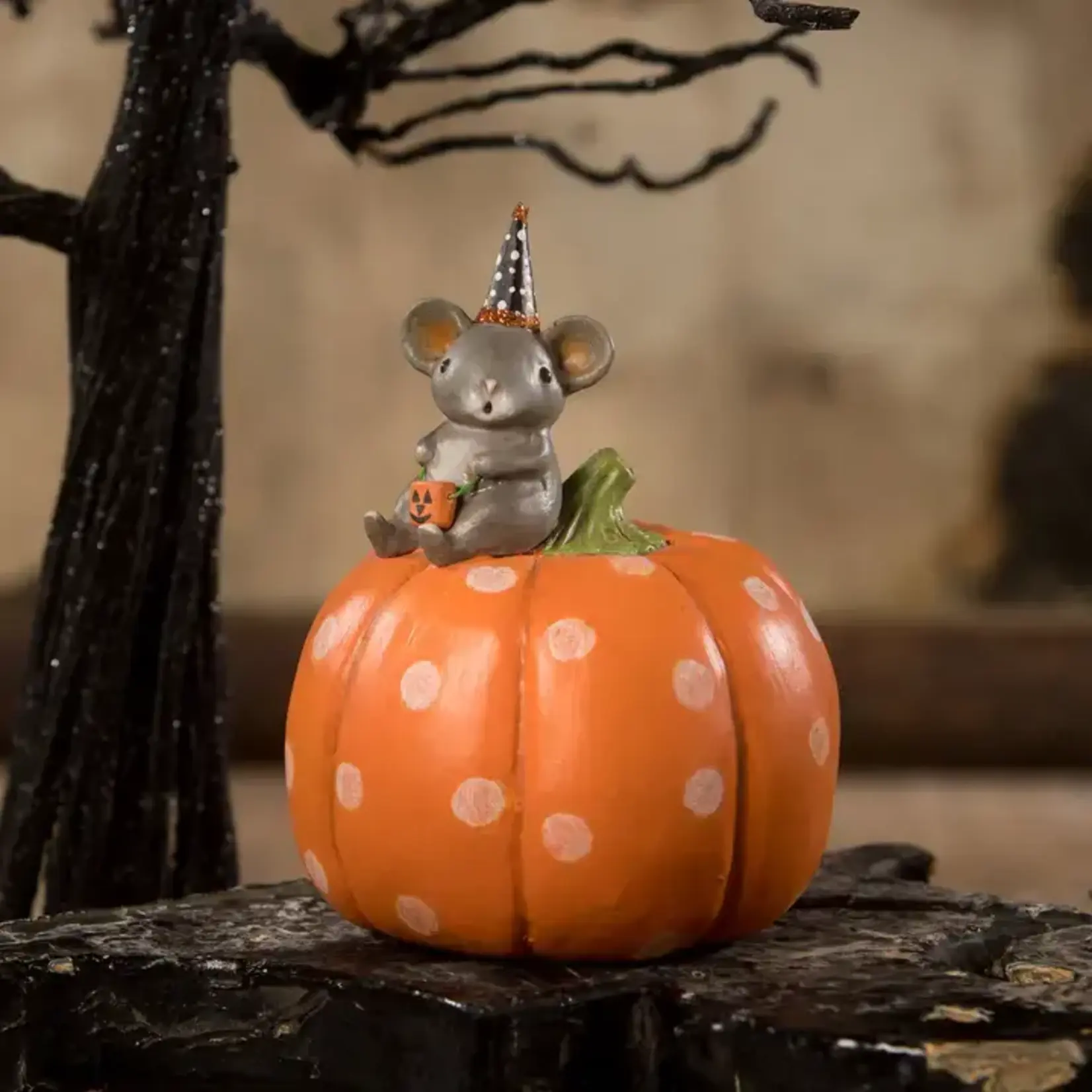 Bethany Lowe Designs, Inc. Halloween Mouse On Pumpkin
