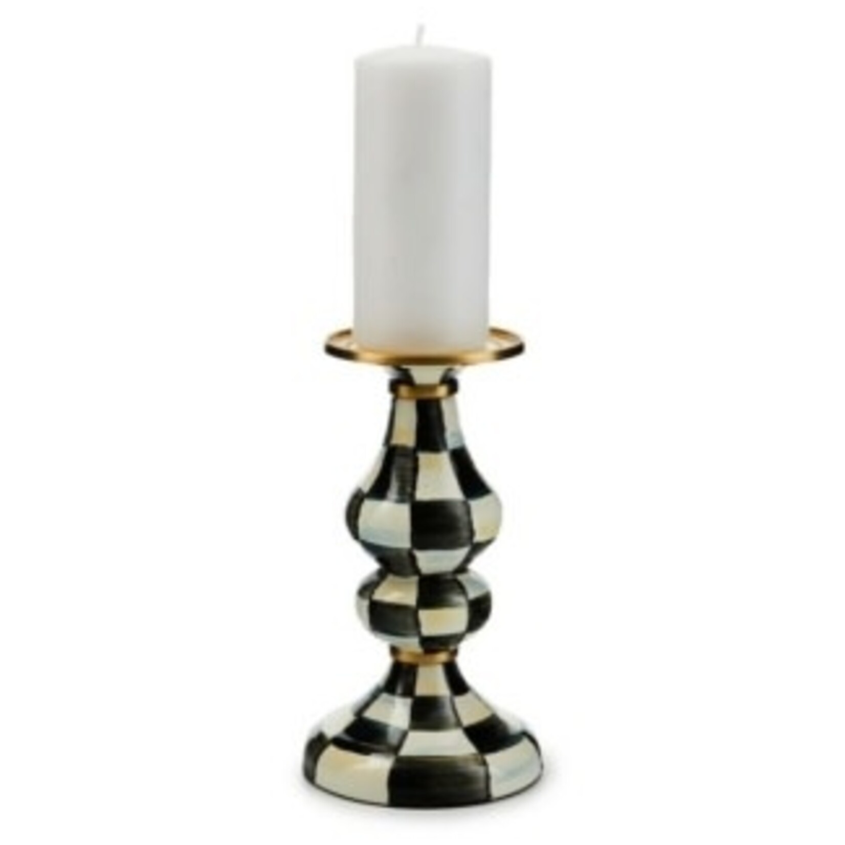MacKenzie-Childs courtly check medium pillar candlestick
