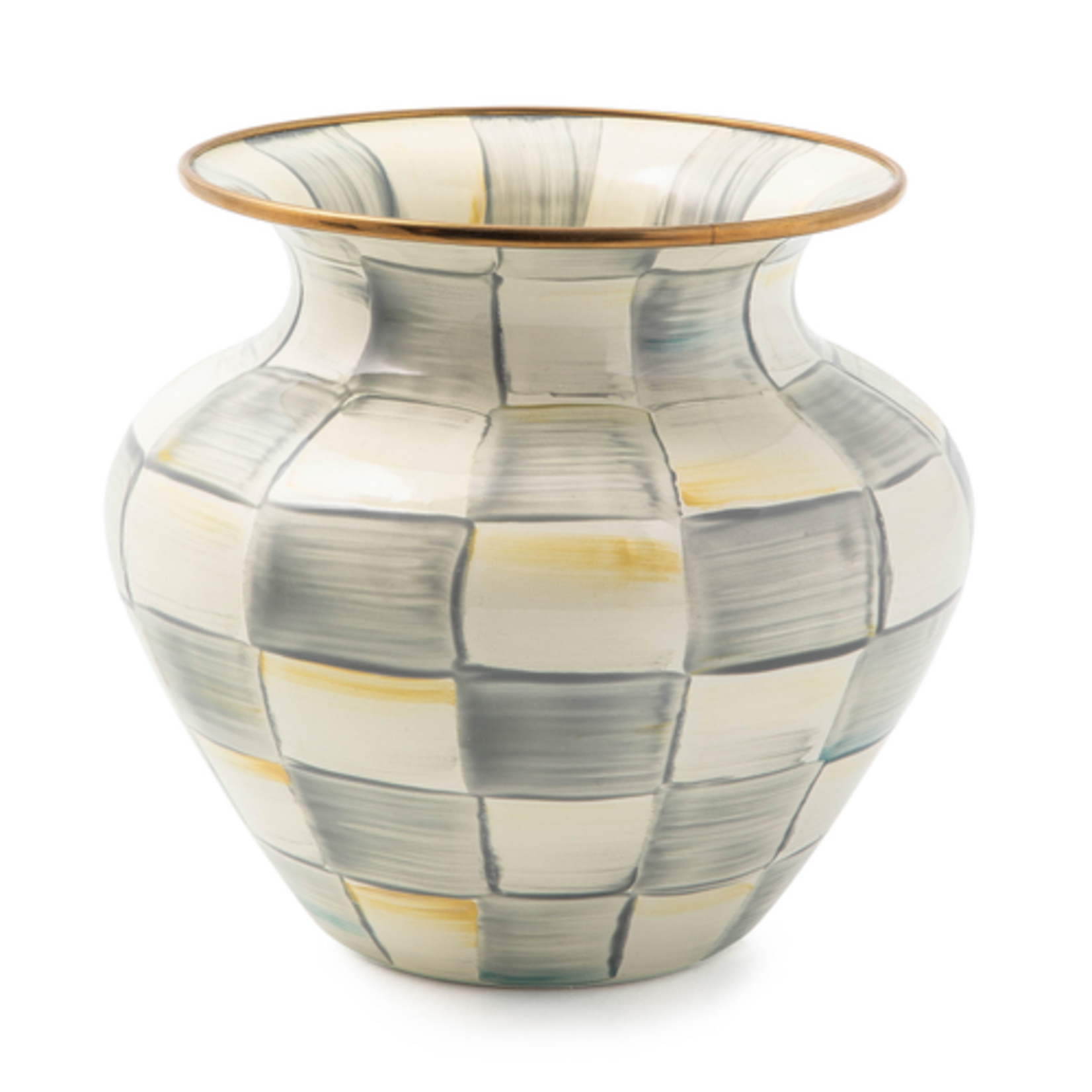 MacKenzie-Childs sterling check enamel large vase