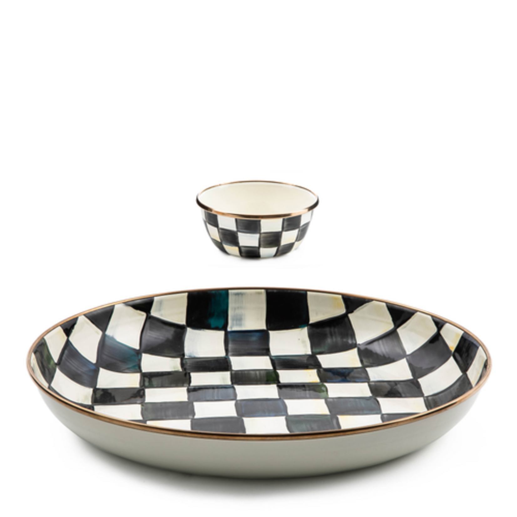 MacKenzie-Childs courtly check chip & dip set
