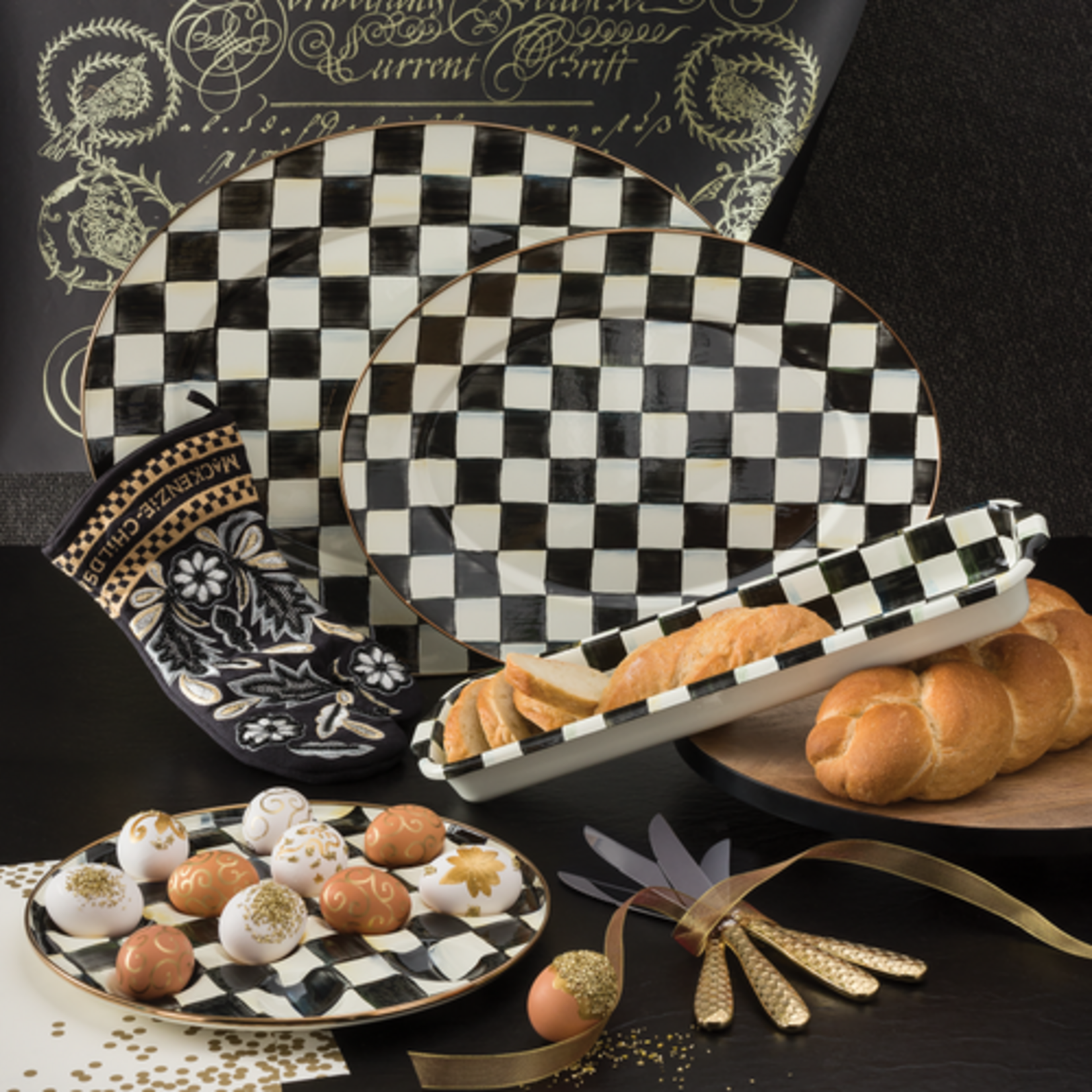 MacKenzie-Childs courtly check baguette dish