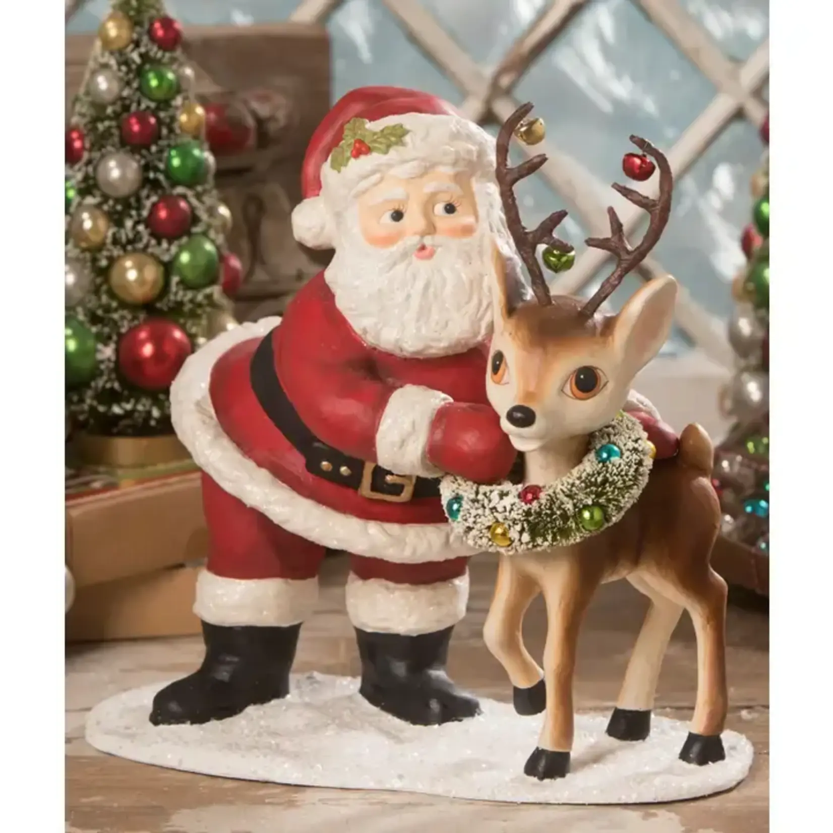 Bethany Lowe Designs, Inc. Retro Santa with Reindeer Large
