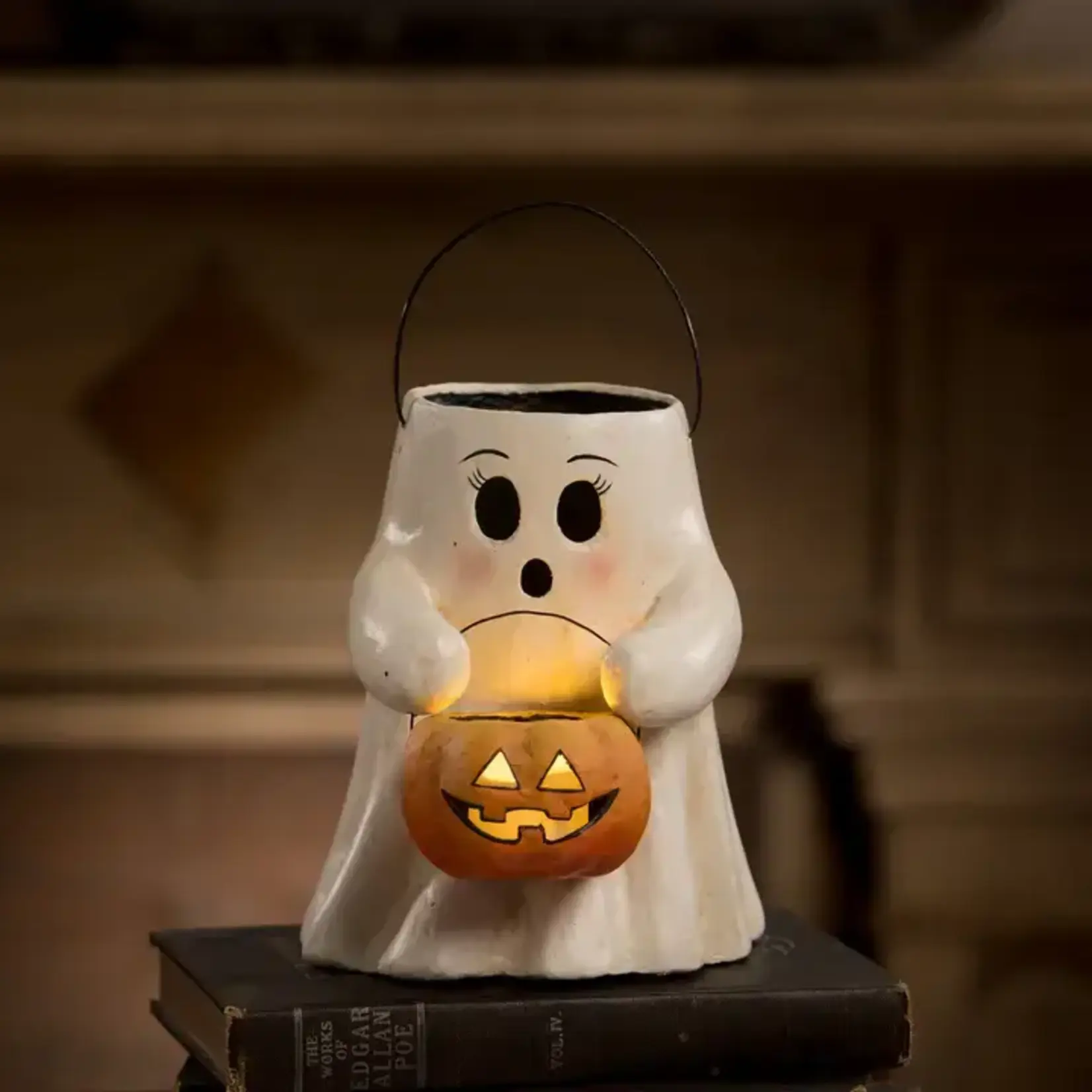 Bethany Lowe Designs, Inc. Sweet Boo with Pumpkin Bucket Paper Mache