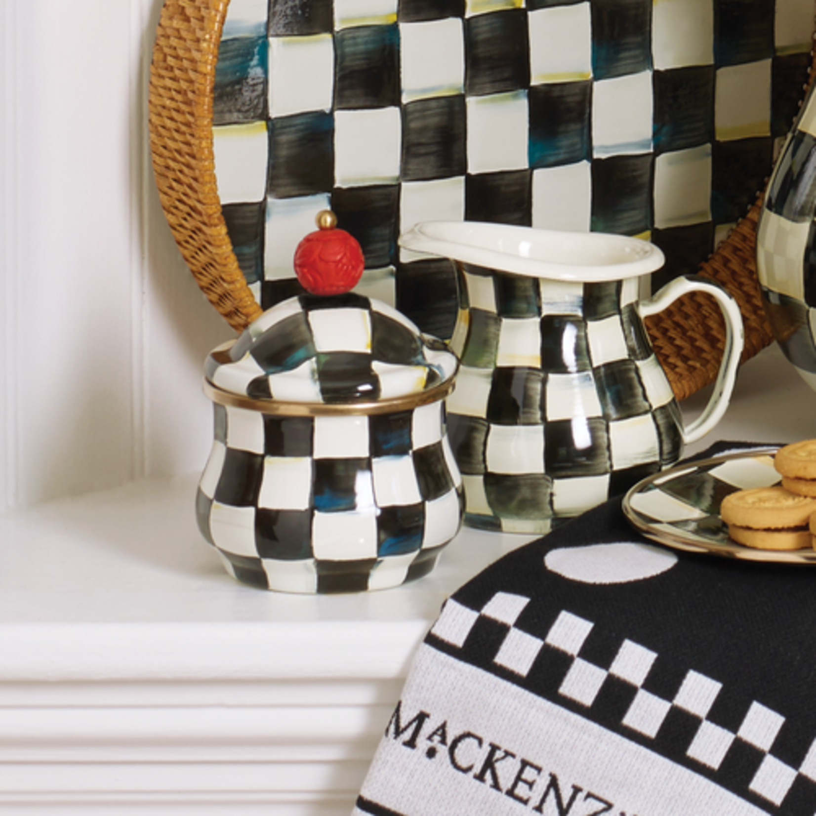 MacKenzie-Childs courtly check lidded sugar bowl