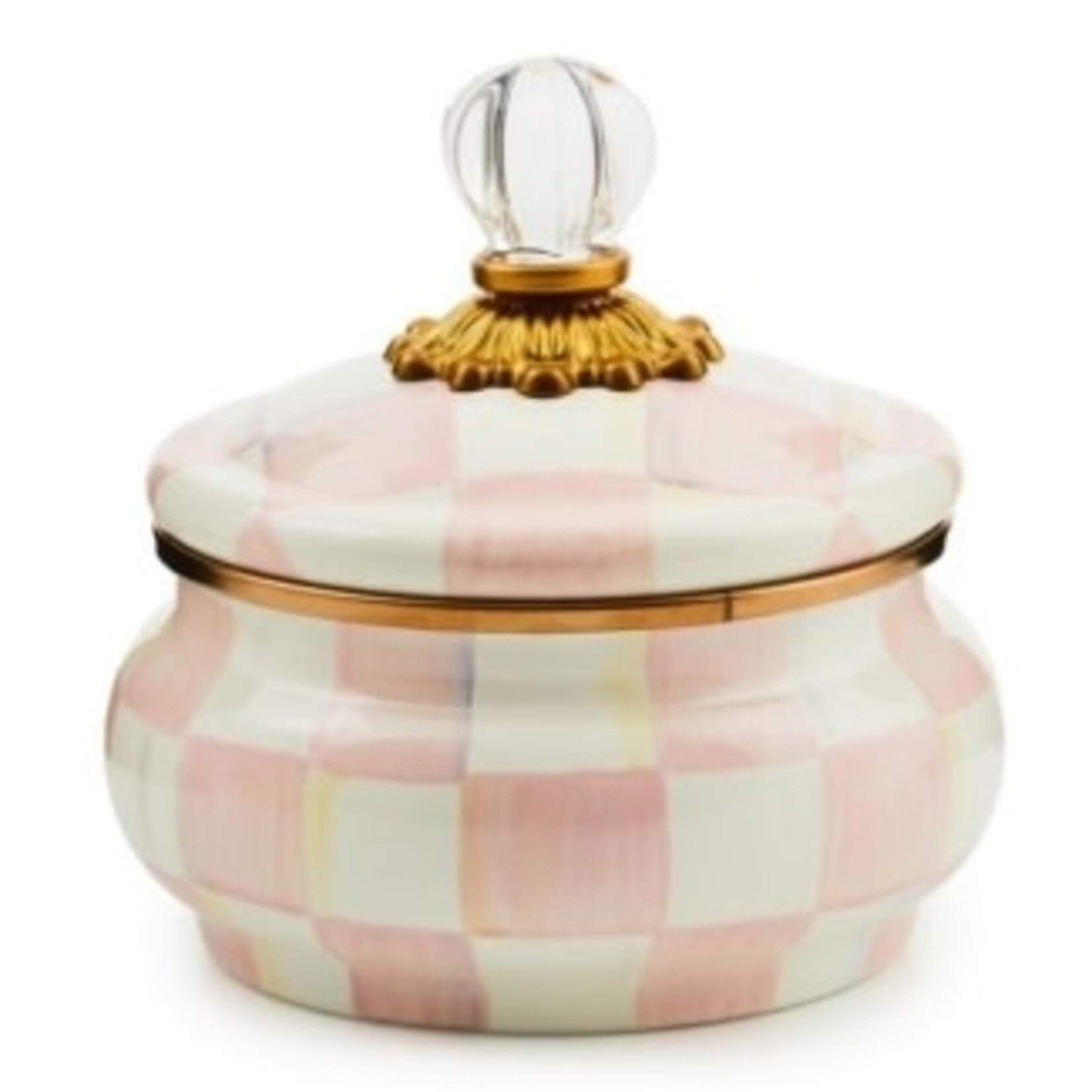 MacKenzie-Childs rosy check squashed pot