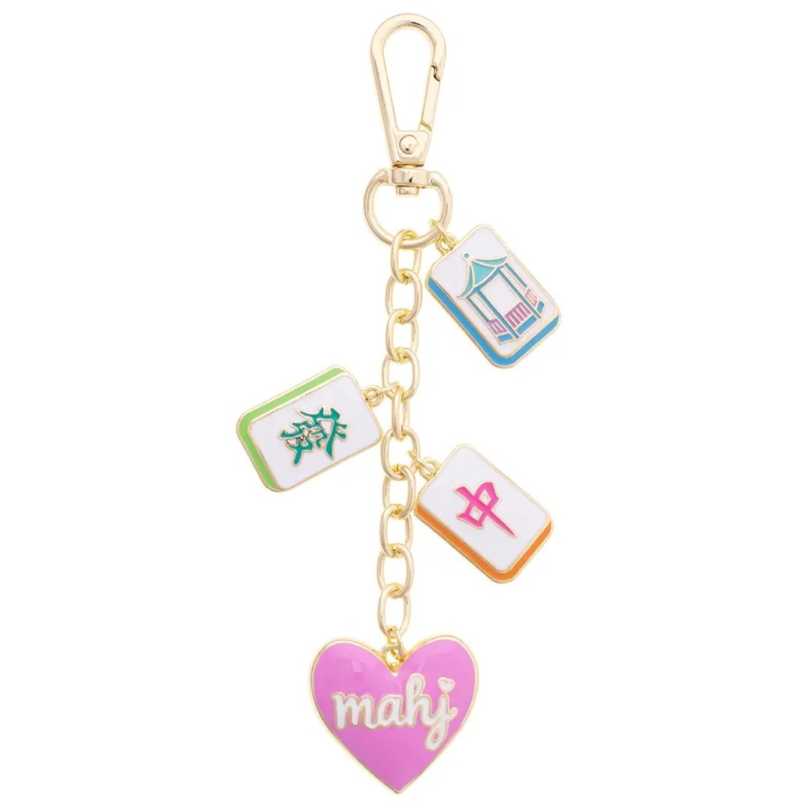 Canvas Style Oh My Mahj Heart Cluster Bag Charm in Pastel Multi