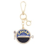 Canvas Style Rhinestone Caviar Tin Embellished Bag Charm in Multi
