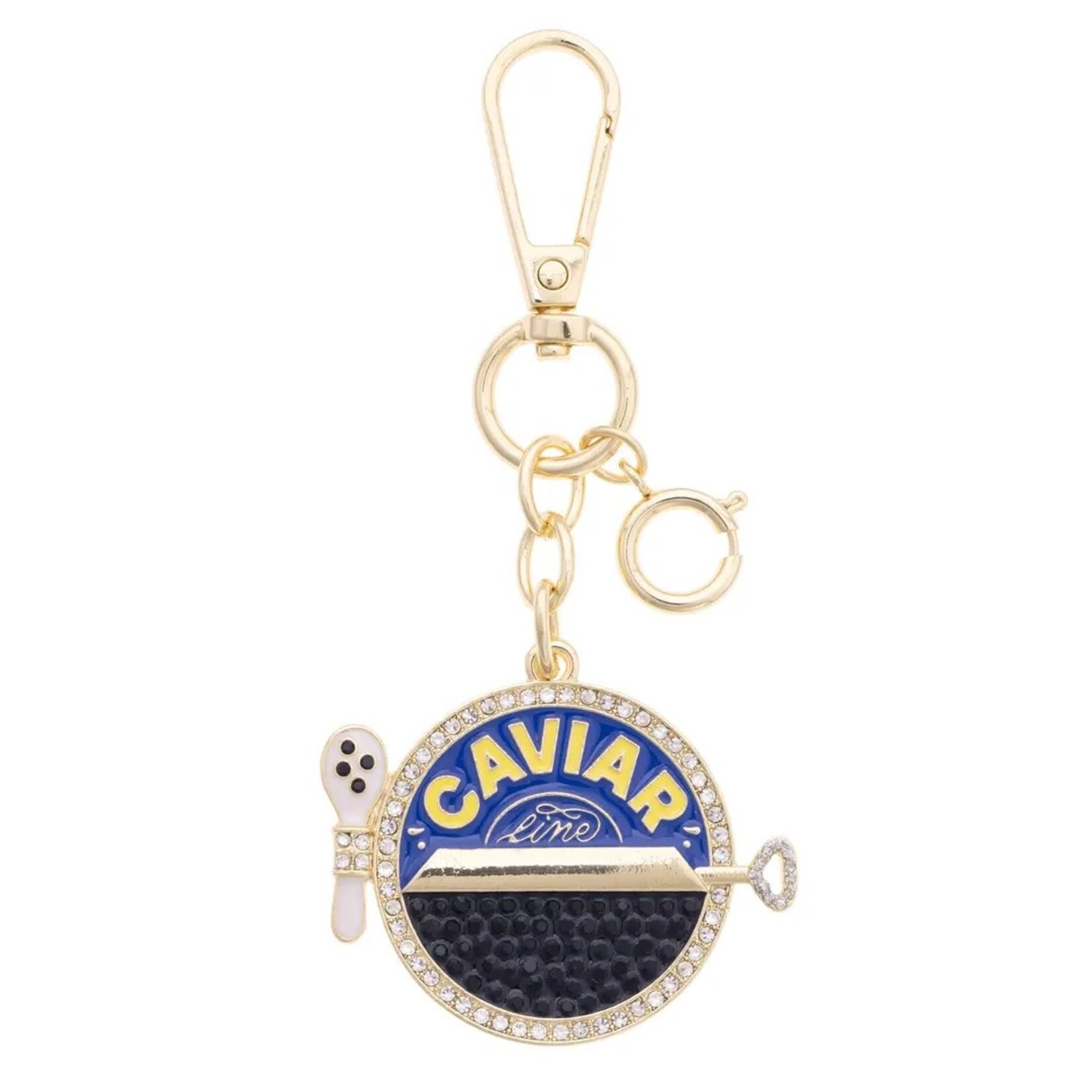 Canvas Style Rhinestone Caviar Tin Embellished Bag Charm in Multi