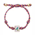 Canvas Style Sparrow Mahjong Tile Paracord Bracelet in Pink Multi