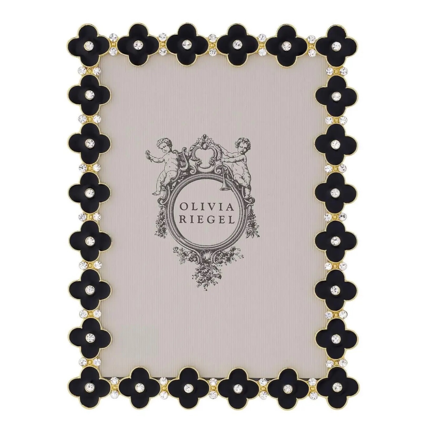 Olivia Riegel Black Enamel Clover Picture Frame, Gold | Photo Frame  5" x 7", Black