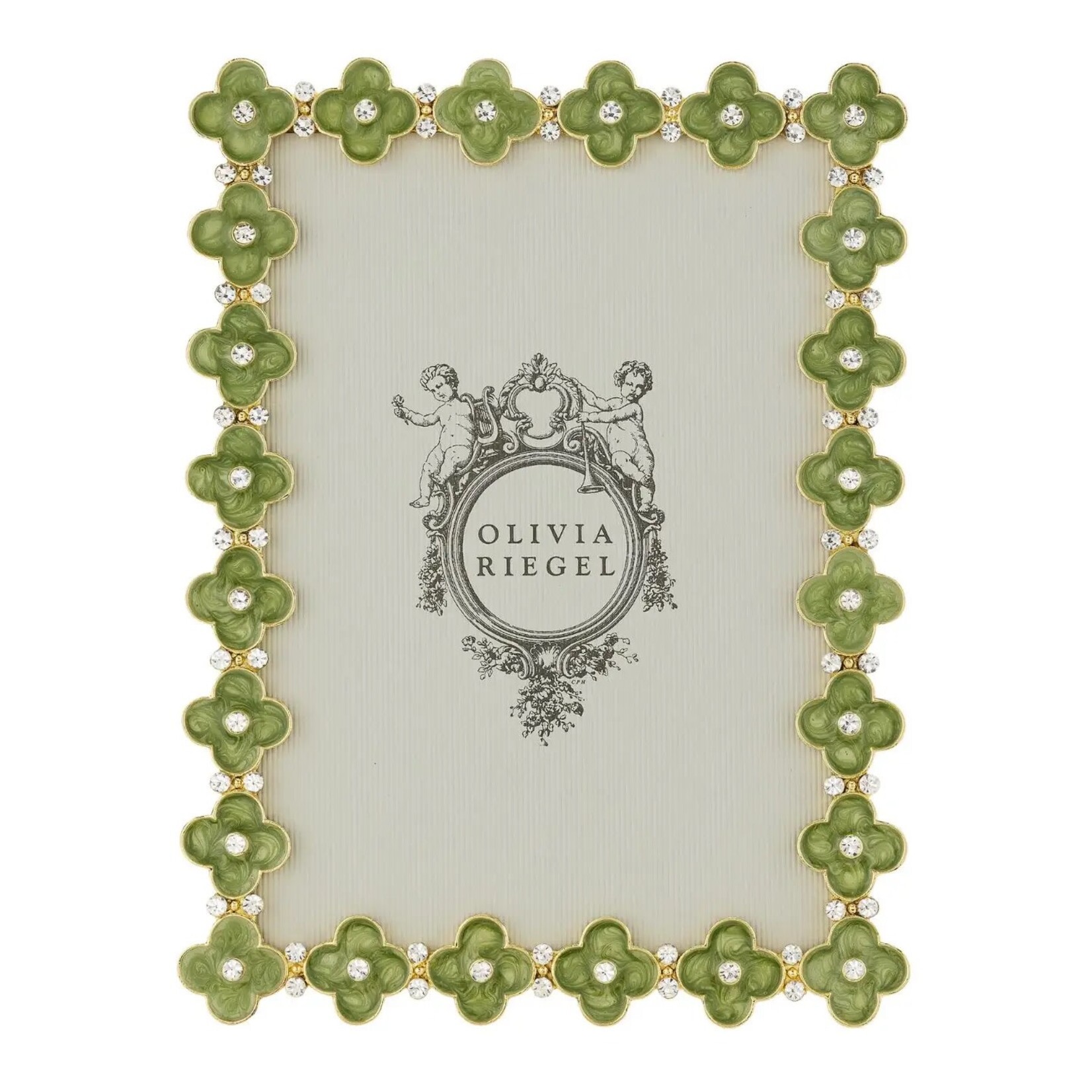 Olivia Riegel Celadon Enamel Clover Picture Frame | Photo Frame  5"x 7", Green