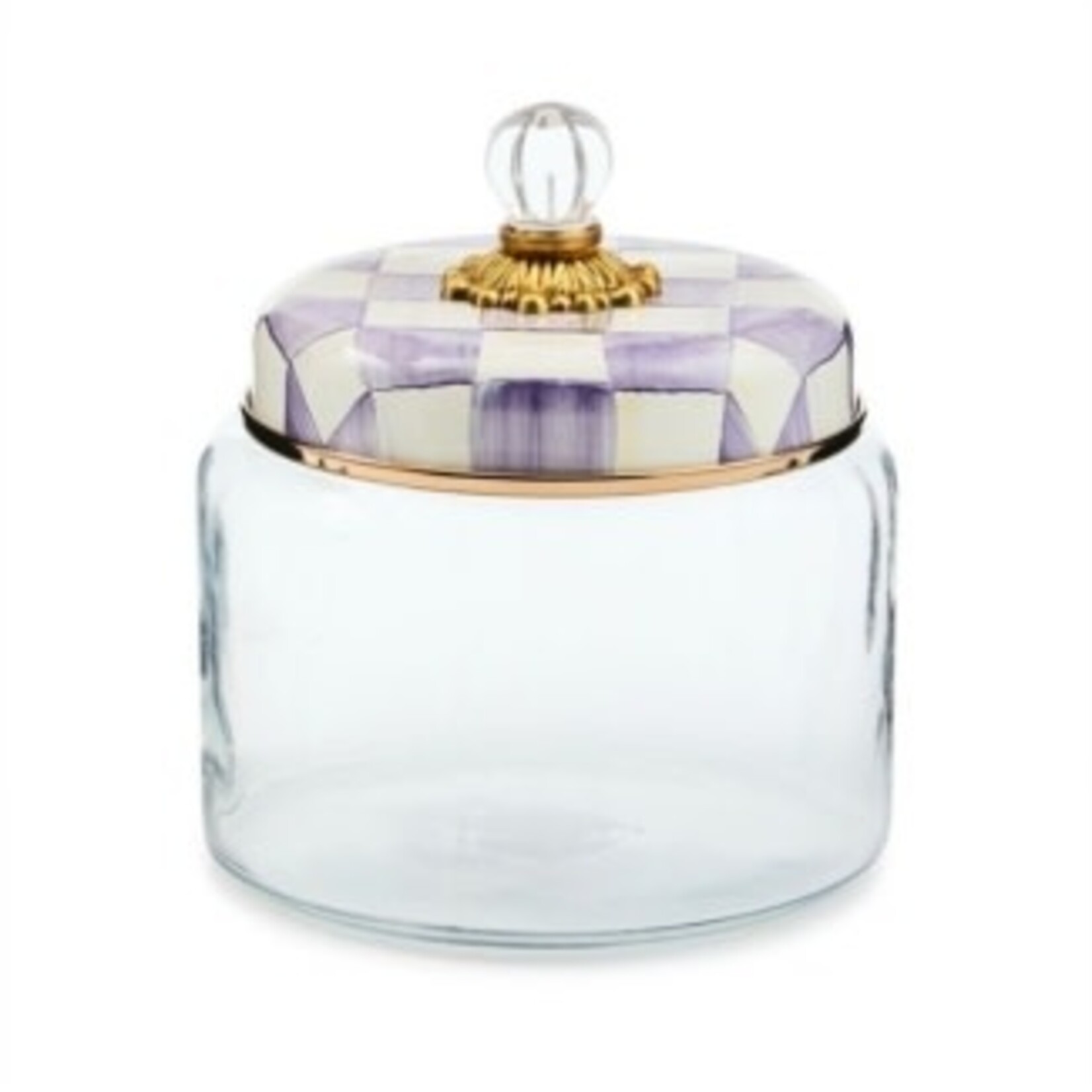 MacKenzie-Childs violet check medium kitchen canister