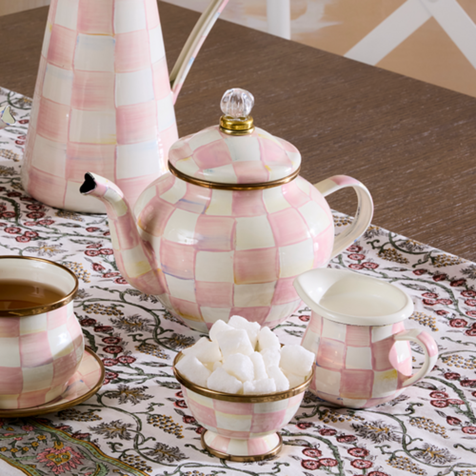 MacKenzie-Childs rosy check 4 cup teapot