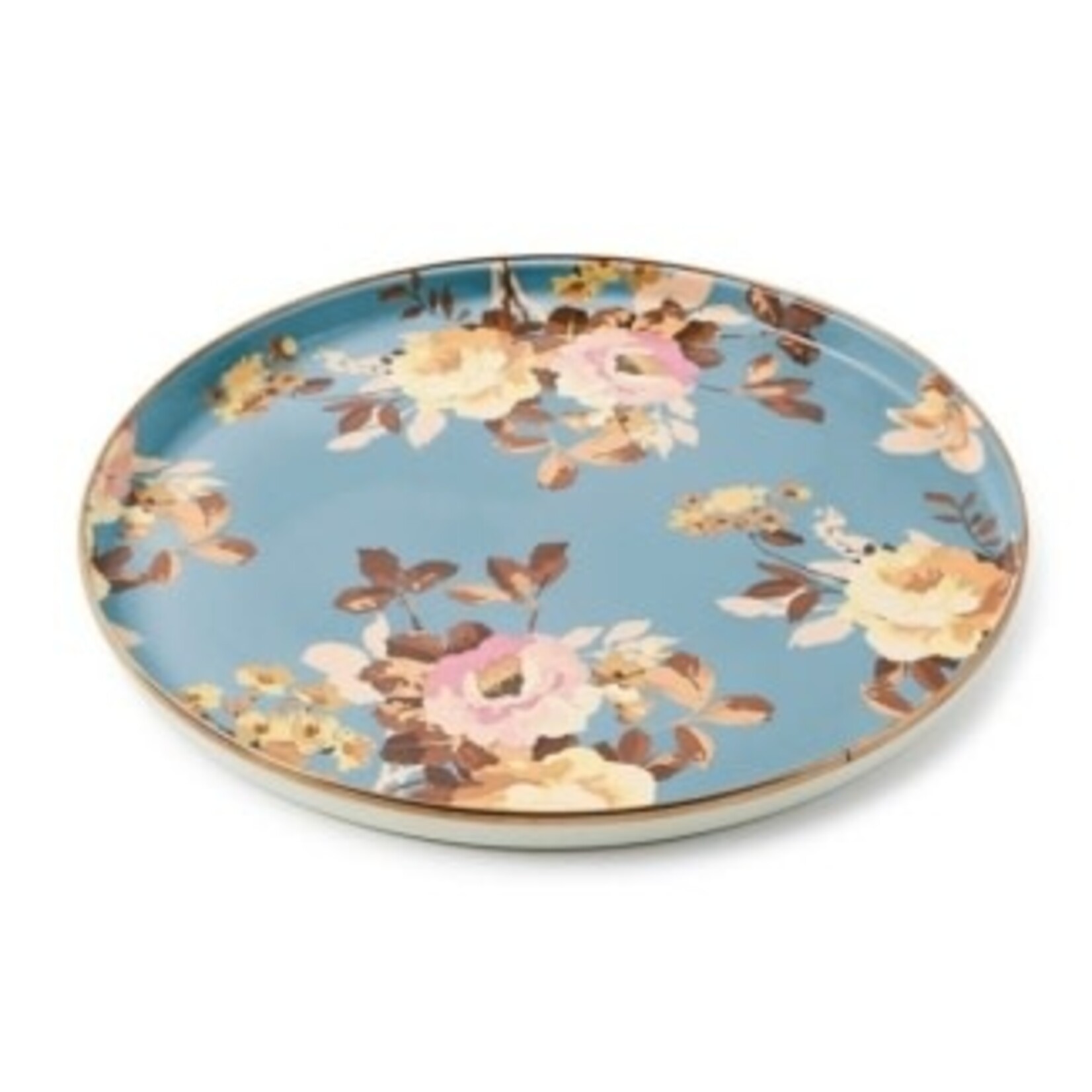 MacKenzie-Childs wild rose slate round tray