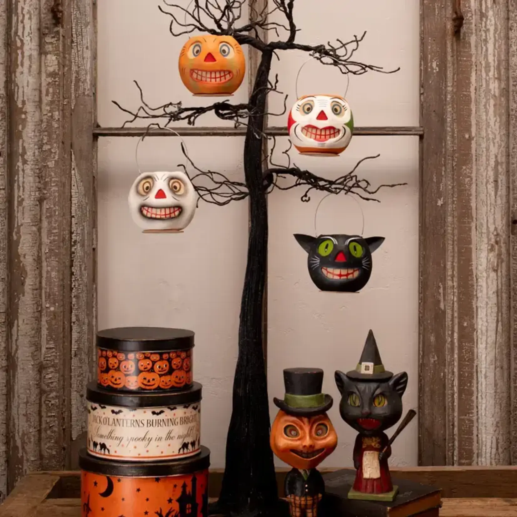 Bethany Lowe Designs, Inc. Vintage Striped Pumpkin Bucket